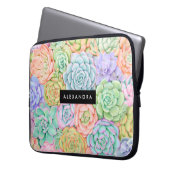 Monogram Succules Aquarellfarbene Pastel Laptopschutzhülle (Vorderseite Links)