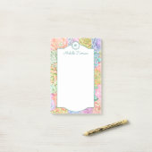 Monogram Succules Aquarellfarbene Pastel Post-it Klebezettel (Auf Schreibtisch)