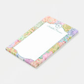 Monogram Succules Aquarellfarbene Pastel Post-it Klebezettel (angewinkelt)