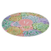 Monogram Succules Aquarellfarbene Pastel Schneidebrett (Ecke)