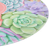 Monogram Succules Aquarellfarbene Pastel Schneidebrett (Ecke)