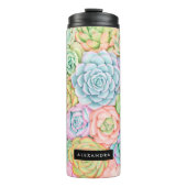 Monogram Succules Aquarellfarbene Pastel Thermosbecher (Vorderseite)