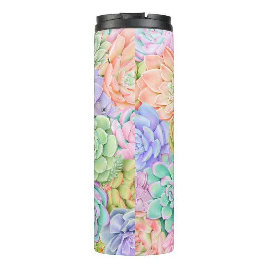 Monogram Succules Aquarellfarbene Pastel Thermosbecher (Rückseite)