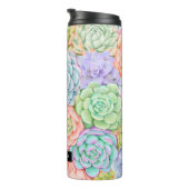 Monogram Succules Aquarellfarbene Pastel Thermosbecher (Nach rechts gedreht)