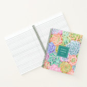 Monogram Succules Aquarellfarbener Pastel Big Notizblock (Innenseite)