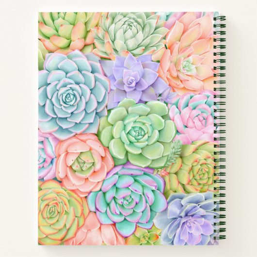 Monogram Succules Aquarellfarbener Pastel Big Notizblock (Rückseite)