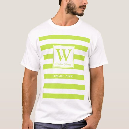 Monogram Summer Family Wiedersehen Line Grüne Stre T-Shirt (Vorderseite)