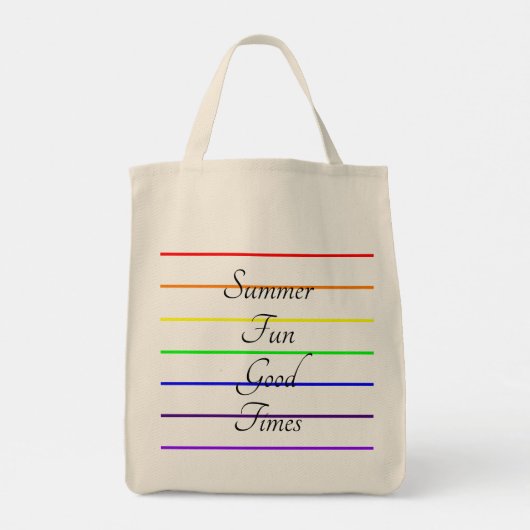 Monogram Summer Fun Rainbow Stripes Tragetasche (Rückseite)