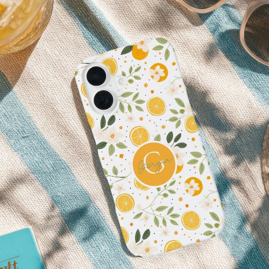 Monogram Summer Lemon Pattern iPhone Case 16 Hülle