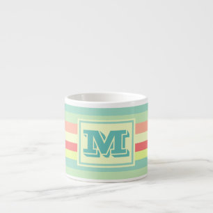 Monogram Summer Pastel Color Stripes Espressotasse