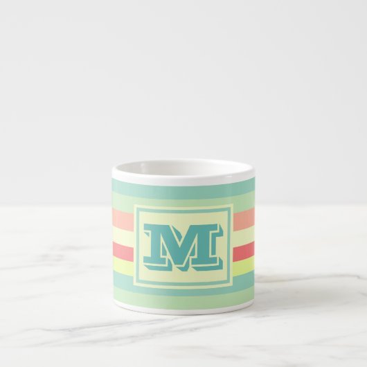 Monogram Summer Pastel Color Stripes Espressotasse (Vorderseite)
