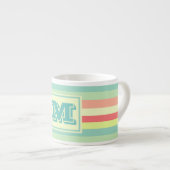 Monogram Summer Pastel Color Stripes Espressotasse (Vorderseite Rechts)