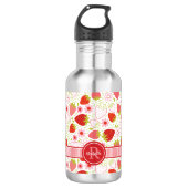 Monogram Summer Strawberry Fruit Pattern Edelstahlflasche (Vorderseite)