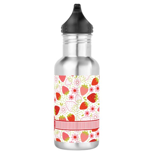 Monogram Summer Strawberry Fruit Pattern Edelstahlflasche (Rechts)