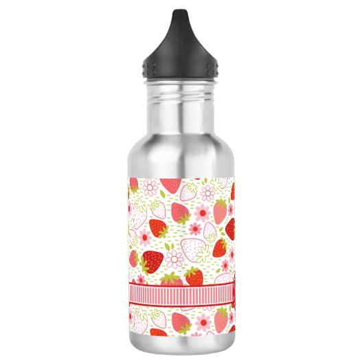Monogram Summer Strawberry Fruit Pattern Edelstahlflasche (Links)