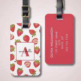 Monogram Summer Strawberry Personalisiert Gepäckanhänger