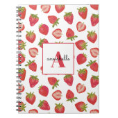 Monogram Summer Strawberry Personalisiert Notizblock (Vorderseite)