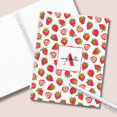 Monogram Summer Strawberry Personalisiert Notizblock