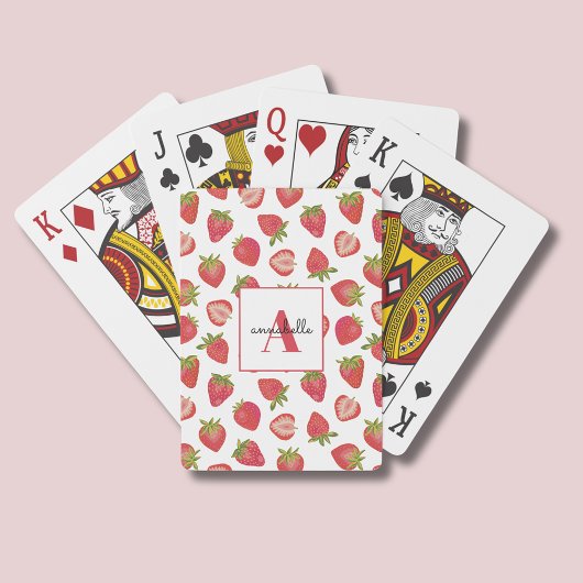Monogram Summer Strawberry Personalisiert Spielkarten