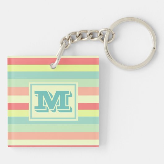 Monogram Summer Stripes Schlüsselanhänger (Rückseite)