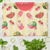 Monogram Summer Watermelon Drinks Muster Geschirrtuch (Gefaltet)