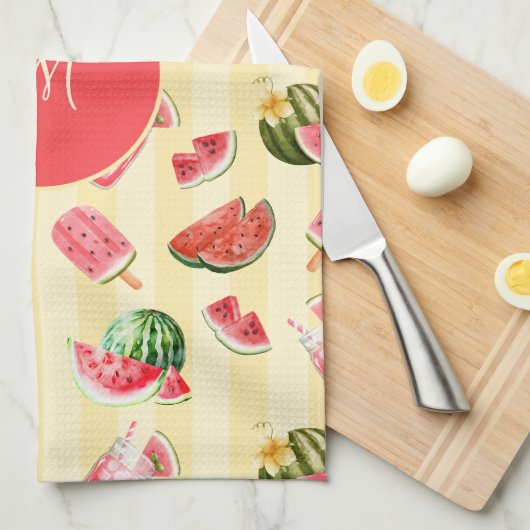 Monogram Summer Watermelon Drinks Muster Geschirrtuch (Viertel Falte)