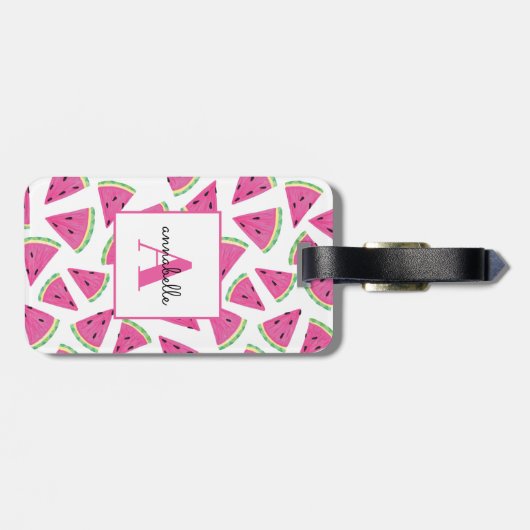 Monogram Summer Watermelon Personalisiert Gepäckanhänger (Rückseite horizontal)