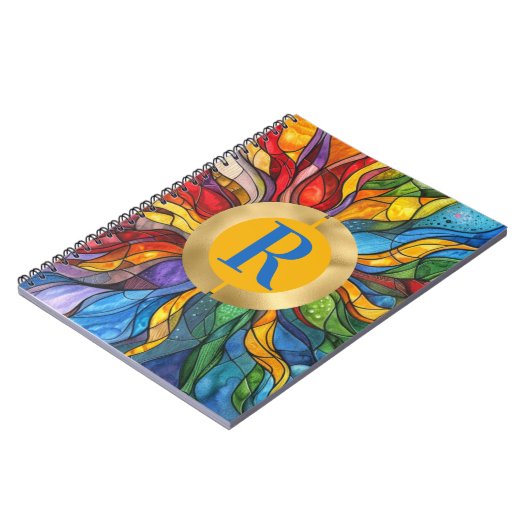 Monogram Sun Mosaik Hartglas Notizblock (Linke Seite)