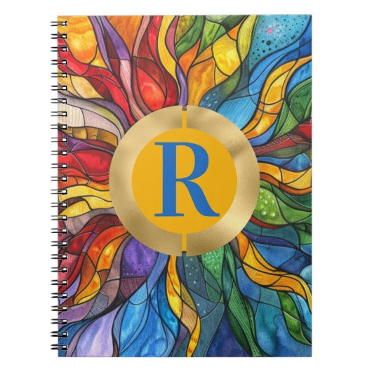 Monogram Sun Mosaik Hartglas Notizblock (Vorderseite)