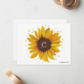 Monogram Sunflower Boho Floral Personalisiert Mitteilungskarte (Vorderseite/Rückseite Beispiel)