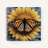 Monogram Sunflower Butterfly Notizblock (Vorderseite)
