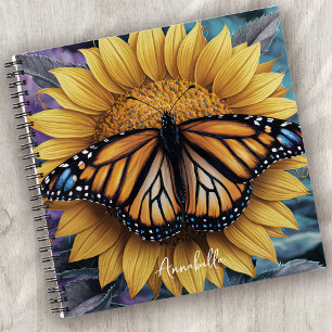 Monogram Sunflower Butterfly Notizblock