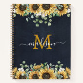 Monogram Sunflower Eukalyptus Black Recipe Buch (Vorderseite)