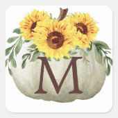 Monogram Sunflower Pumpkin-Umschlag Aufkleber (Vorderseite)