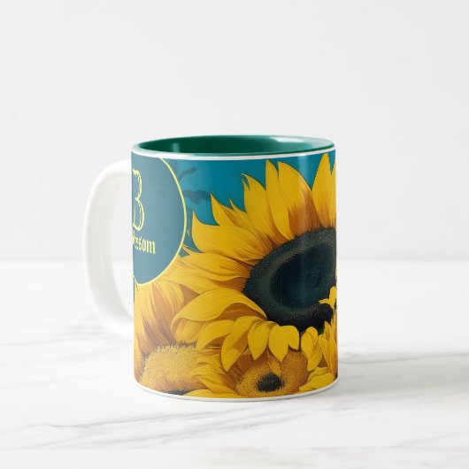 Monogram Sunflowers Vincent Van Gogh Tasse (Vorderseite Links)