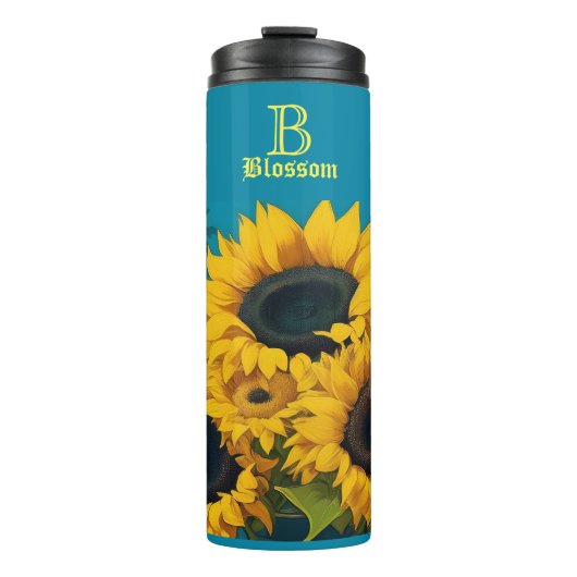 Monogram Sunflowers Vincent Van Gogh Thermosbecher (Vorderseite)