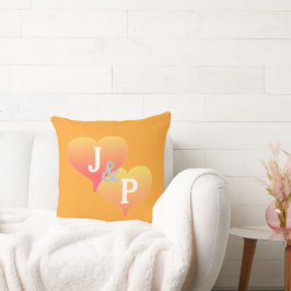 Monogram Sunset Heart Cantaloupe Pillow Kissen
