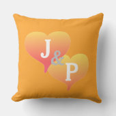Monogram Sunset Heart Cantaloupe Pillow Kissen (Vorderseite)