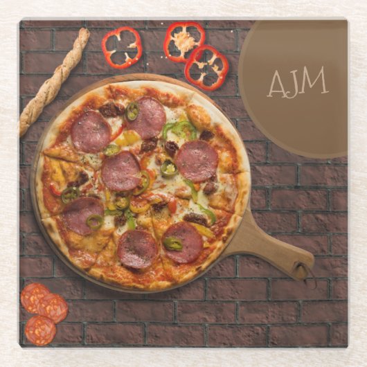 Monogram Supreme Pizza Party Glasuntersetzer (Vorderseite)