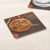 Monogram Supreme Pizza Party Rechteckiger Pappuntersetzer (angewinkelt)