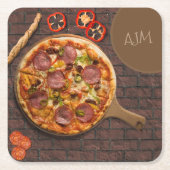 Monogram Supreme Pizza Party Rechteckiger Pappuntersetzer (Vorderseite)