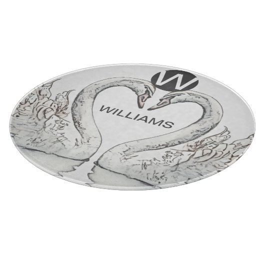 Monogram Swan Glas Cutting Board Schneidebrett (Ecke)