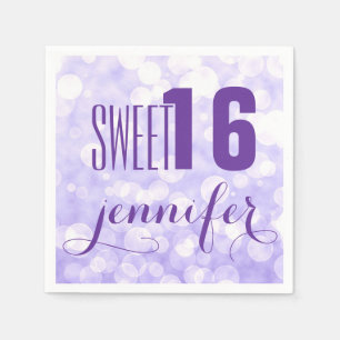 Monogram Sweet 16-Lavender Glitzer & Glitzern Serviette