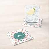 Monogram Sweet Candy Pattern Square Paper Unterset Rechteckiger Pappuntersetzer (Vor Ort)