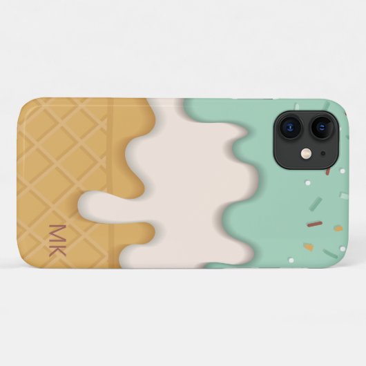 Monogram Sweet Tasting Dripping Ice Cream Girly Case-Mate iPhone Hülle (Rückseite (Horizontal))