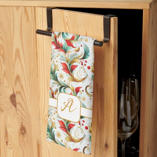 Monogram Swirbelt blumenreich Geschirrtuch (Drittel gefaltet)