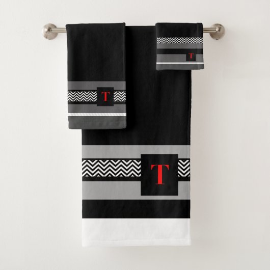 Monogram T Black Badhandtuch Set (Insitu)