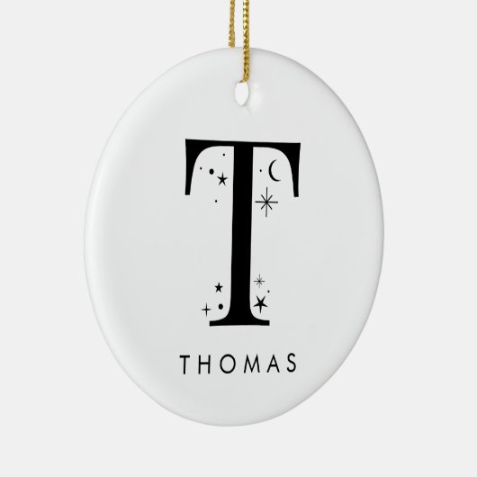 Monogram T Celestie Name Keramik Ornament (Rechts)