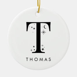 Monogram T Celestie Name Keramik Ornament