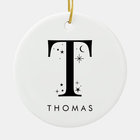 Monogram T Celestie Name Keramik Ornament (Vorne)